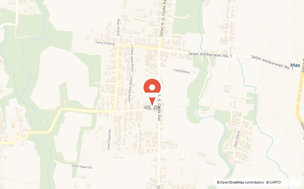 A schematic map of South Ubud with the house location marked